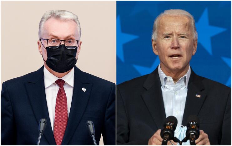 Gitanas Nausėda (iš kairės) ir Joe Bidenas