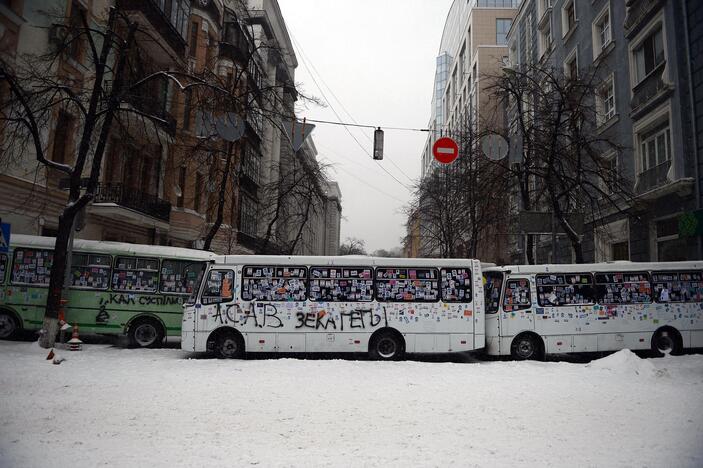 Kijeve protestuotojus ir spec. pajėgas paveikė šaltukas