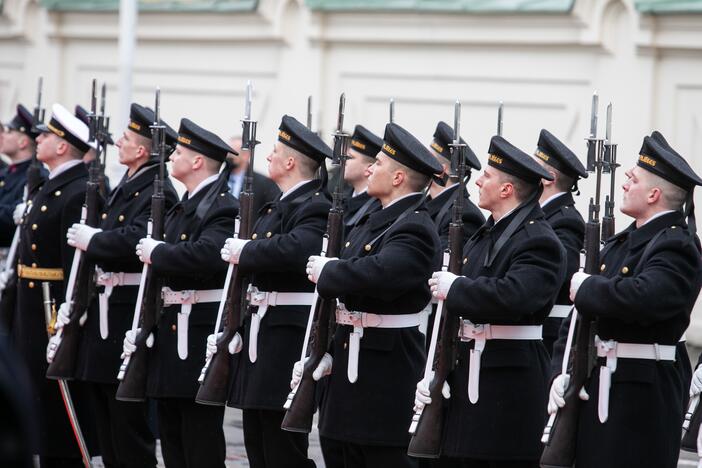 Oficiali JAV gynybos sekretoriaus pasitikimo ceremonija