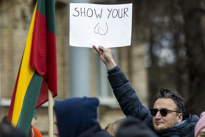 Protestas prie Vokietijos ambasados už sankcijų taikymą Rusijai 