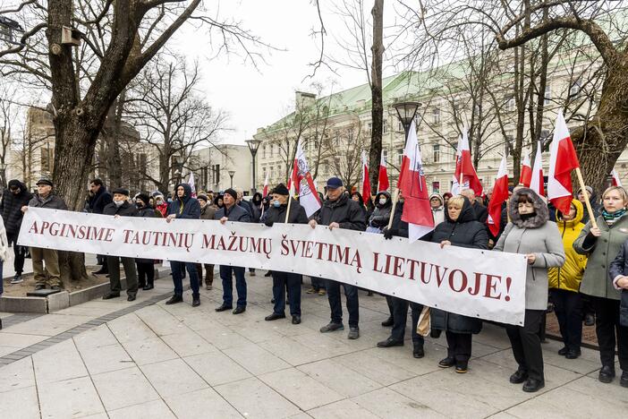 Lenkų protestas dėl mokyklų jungimo