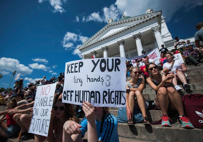 Helsinkyje – protestai prieš D. Trumpą ir V. Putiną