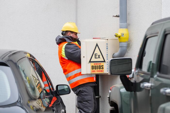 Avarinės tarnybos pratybos dėl dujų nuotėkio