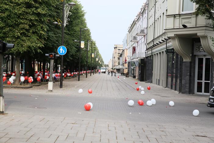 Laisvės alėją studentai nuklojo tūkstančiais balionų