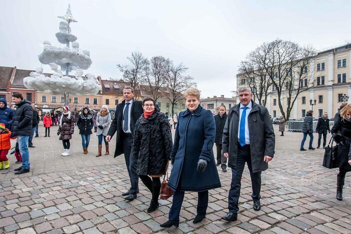 Prezidentė apžiūrėjo Kauno pagrindinę eglę