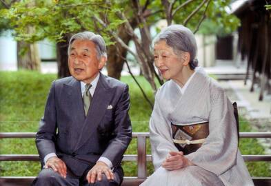 Japanijos imperatorius Akihito su imperatoriene Michiko