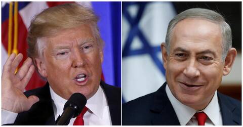 Donaldas Trumpas (kairėje) ir Benjaminas Netanyahu (dešinėje)