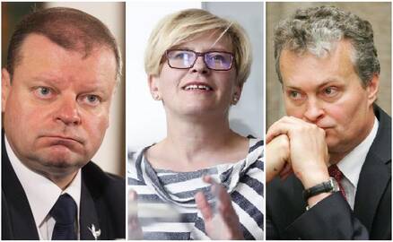 Saulius Skvernelis (kairėje), Ingrida Šimonytė, Gitanas Nausėda