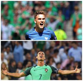 Antoine`as Griezmannas ir Cristiano Ronaldo