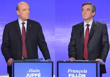 Francois Fillonas (dešinėje) ir Alainas Juppe 