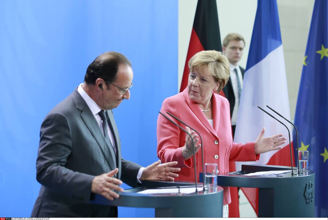 Francois Hollande ir Angela Merkel