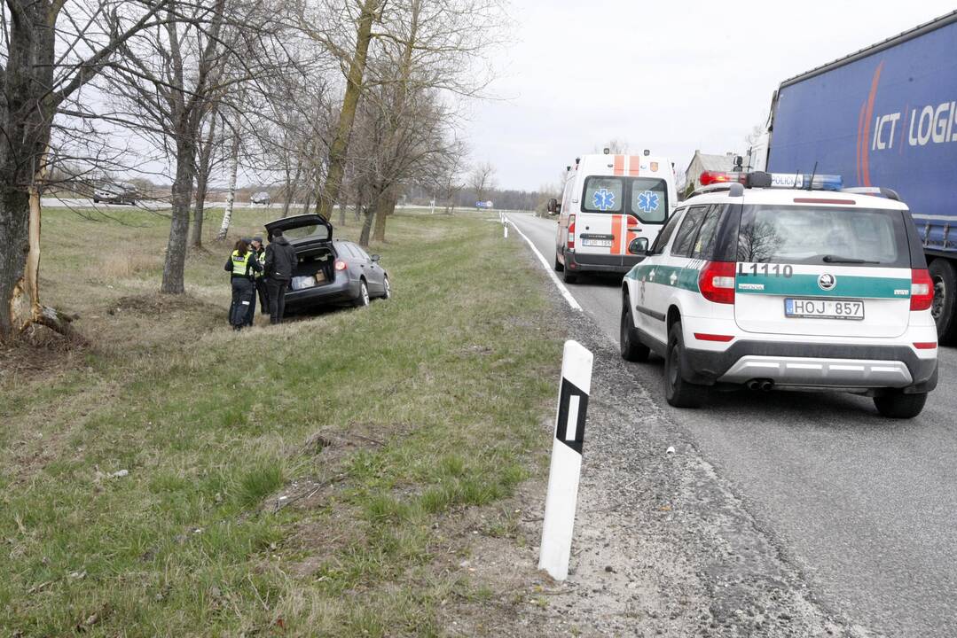 Pakeliui iš Klaipėdos į Palangą automobilis rėžėsi į medį