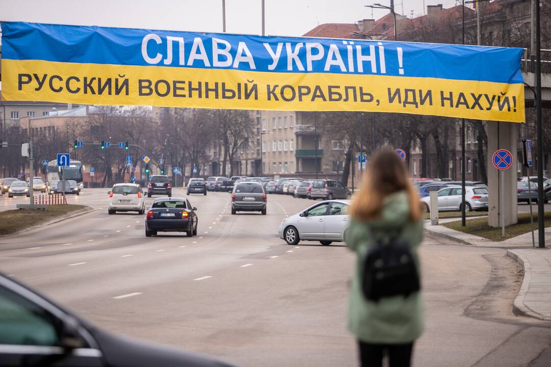 Ukrainą palaikančios žinutės Kaune