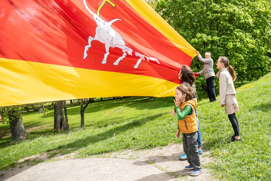 Kauno gimtadieniui – vėliava virš miesto