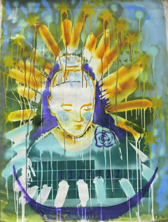 „Ave Maria“, 2021 m., drobė, akrilas, aliejiniai dažai, 113 x 155 cm.