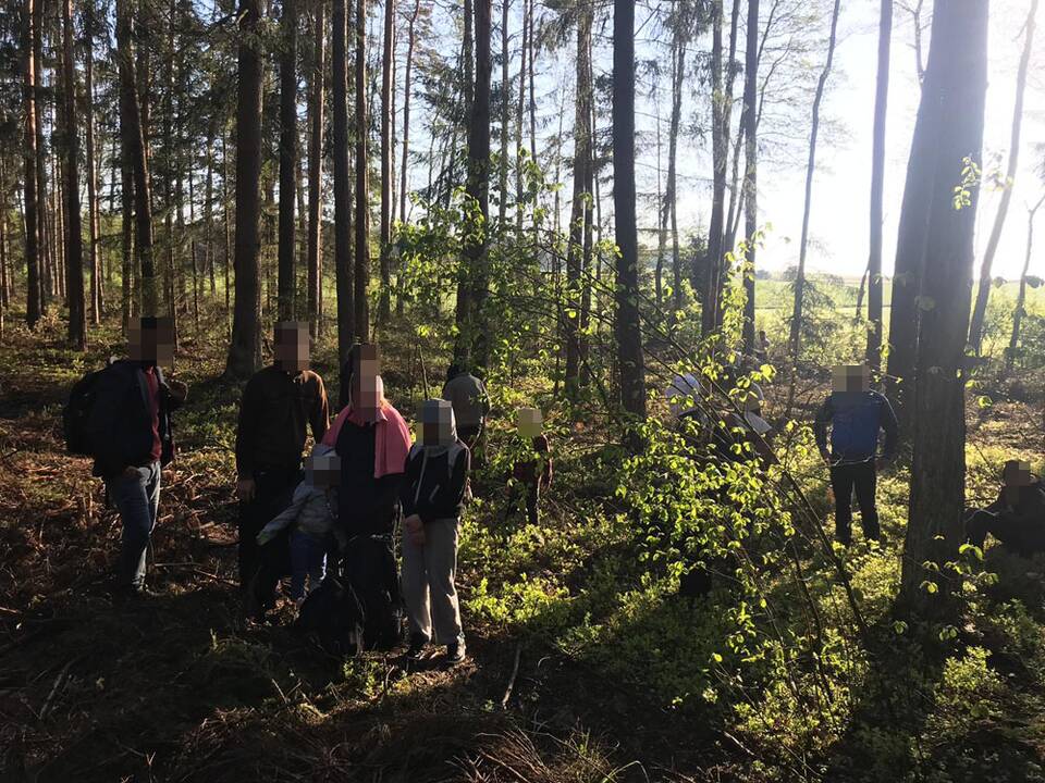 Prie Lietuvos sienos Baltarusijos pusėje įstrigo migrantų grupė: pasieniečiai siūlo jiems atvykti