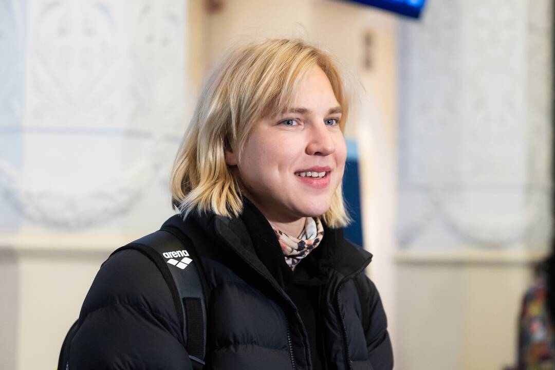  R. Meilutytės pasitikimas Vilniaus oro uoste po pasaulio plaukimo čempionato Dohoje