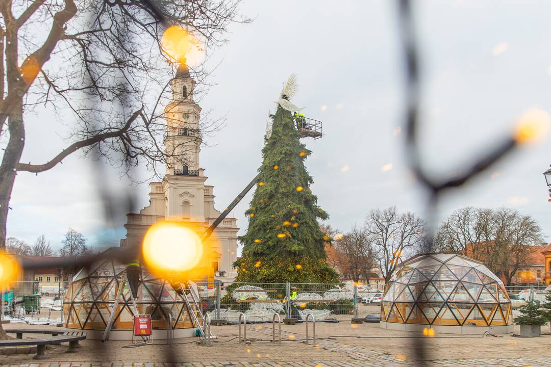 Pasirengimas Kalėdoms Rotušės aikštėje įgauna pagreitį