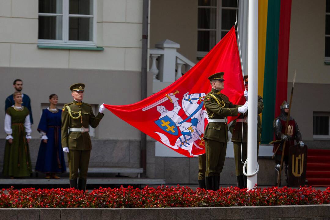 Vėliavų pakėlimo ceremonija S. Daukanto aikštėje