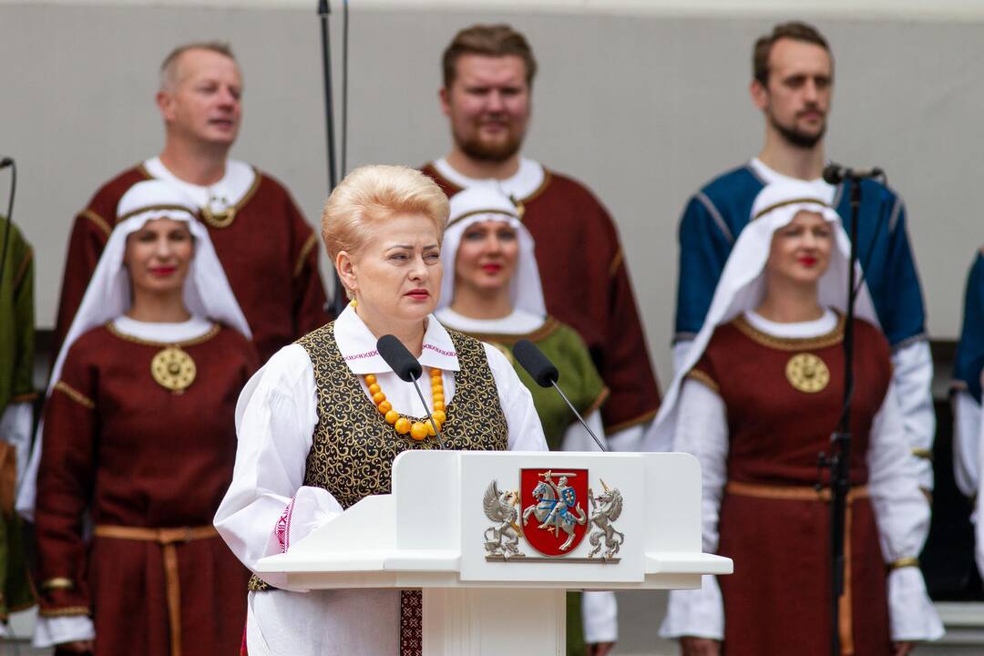 Vėliavų pakėlimo ceremonija S. Daukanto aikštėje