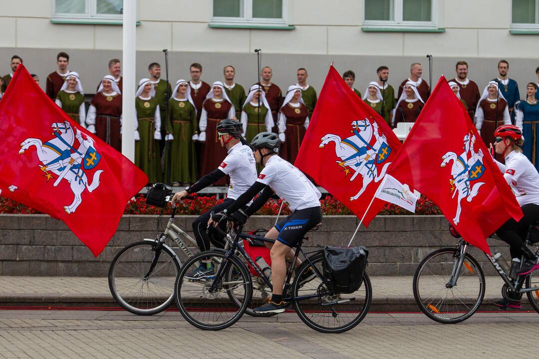 Vėliavų pakėlimo ceremonija S. Daukanto aikštėje