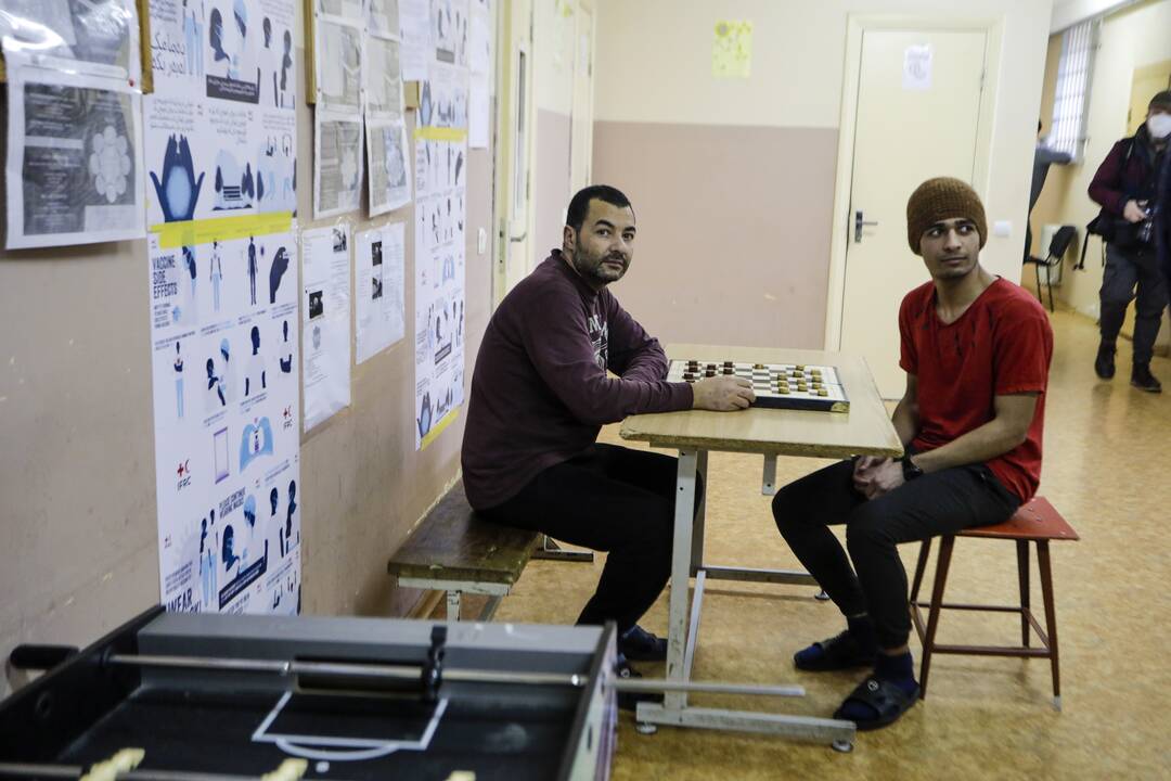 Migrantai Kybartų užsieniečių registracijos centre
