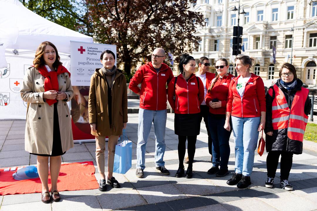 Ministrė išlydėjo Raudonojo Kryžiaus savanorių ekipažą