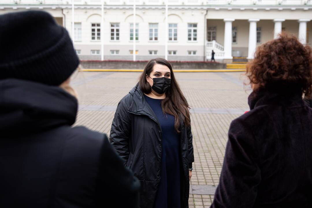 Protestas prieš galimybių pasą vaikams prie Prezidentūros