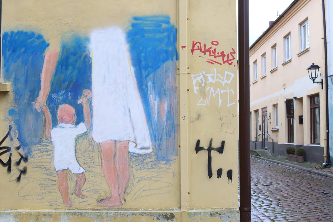 Gluosnių gatvėje ant daugiabučio sienos nupieštas grafitis kai kuriems klaipėdiečiams sukėlė pasipiktinimą – esą taip niekinama valstybės simbolika.
