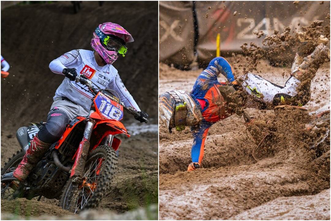 Triumfas: Europos motokroso čempionato trečio etapo prizininkės (iš kairės) E. Kapsamer, Adrija Skudutytė ir E. Andersson Loef.