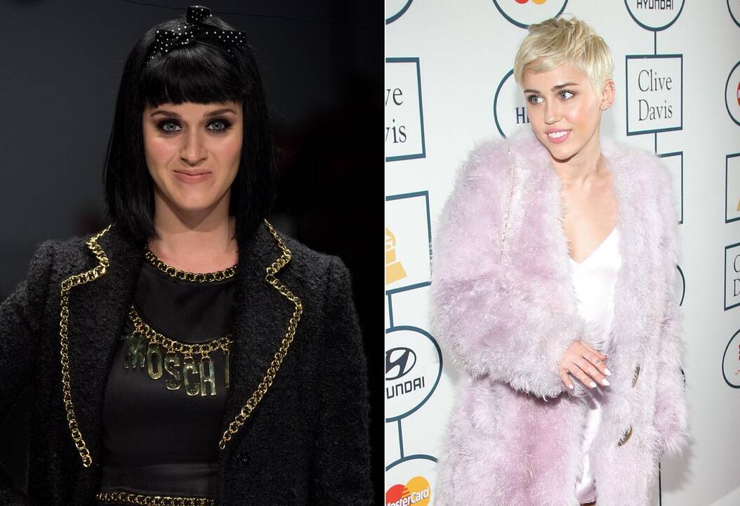 Katy Perry per koncertą pasibučiavo su Miley Cyrus