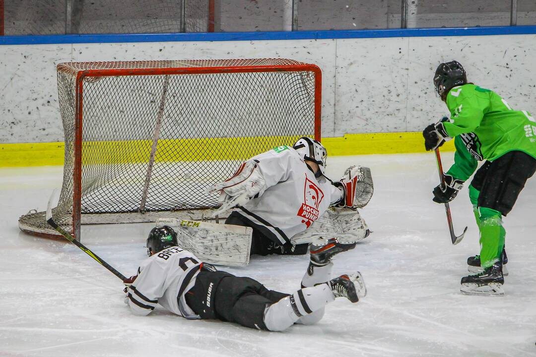 Pasižymėjo: "Hockey Punks" vartininkas S.Baltrūnas ne kartą gelbėjo savo komandą nuo įvarčio.