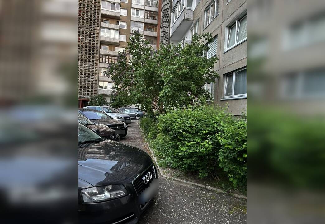 Nepatogu: Vingio g. 11 gyvenantys klaipėdiečiai neturi šaligatvio, čia jo vietą užima automobiliai.