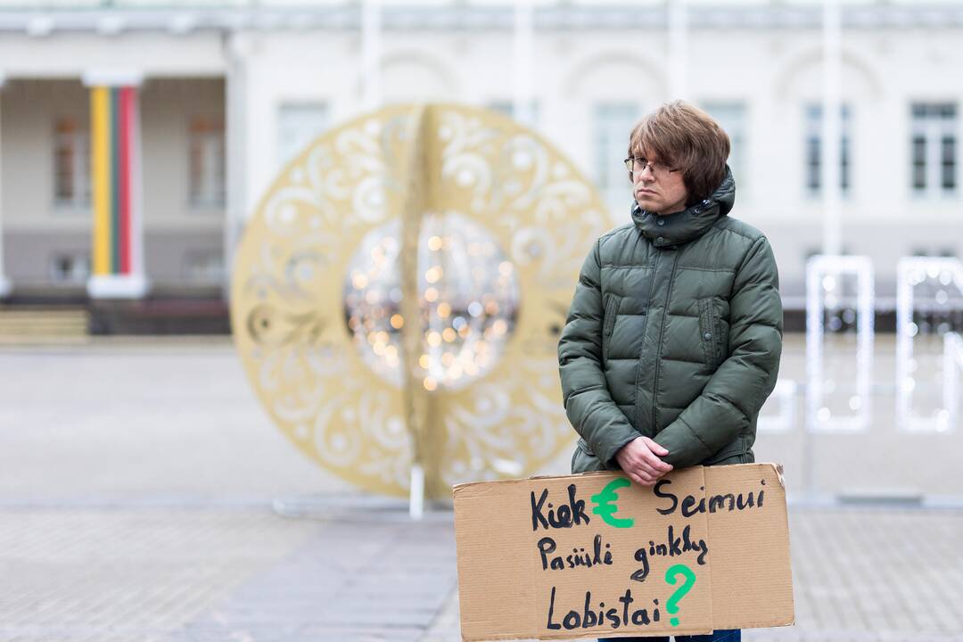 Prie Prezidentūros vyko demonstracija dėl naktinių taikiklių