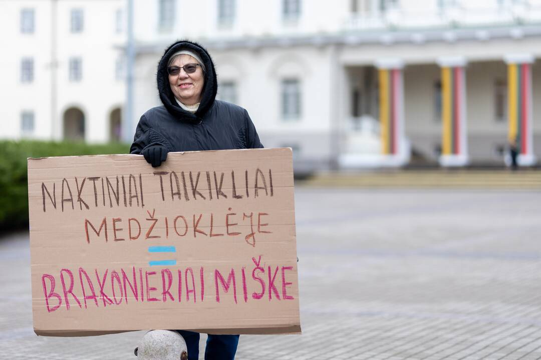 Prie Prezidentūros vyko demonstracija dėl naktinių taikiklių