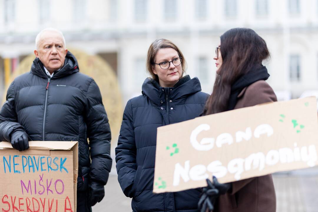 Prie Prezidentūros vyko demonstracija dėl naktinių taikiklių