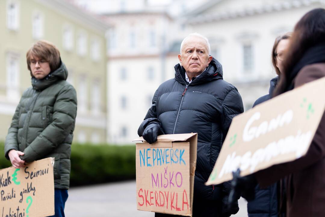 Prie Prezidentūros vyko demonstracija dėl naktinių taikiklių