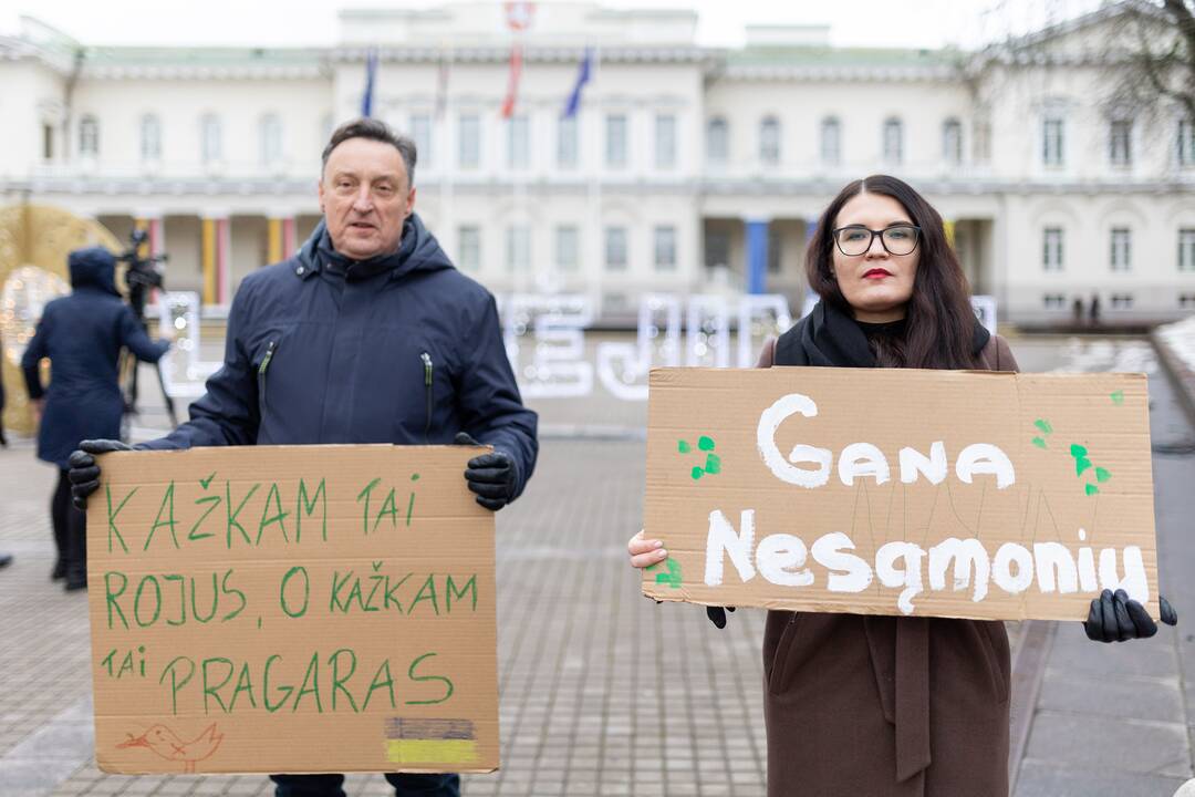 Prie Prezidentūros vyko demonstracija dėl naktinių taikiklių