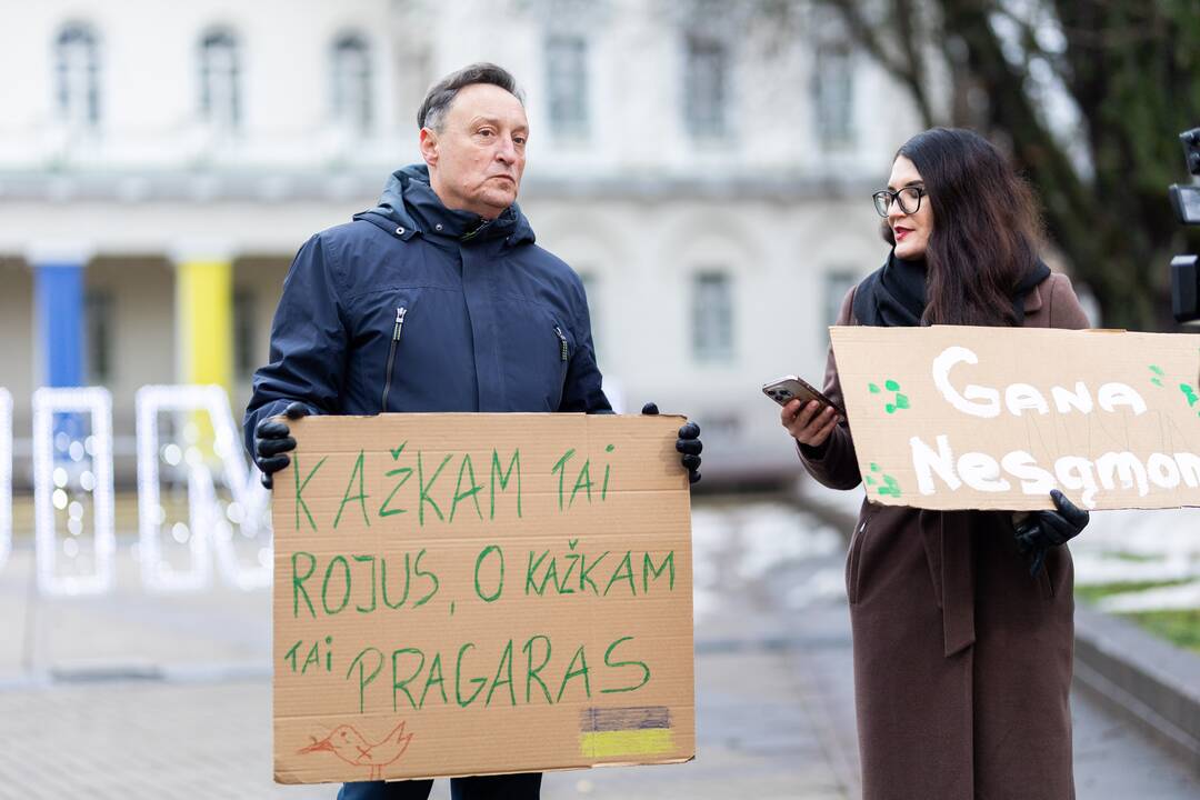 Prie Prezidentūros vyko demonstracija dėl naktinių taikiklių