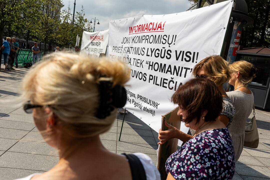 Piketas prieš „Homanit“ gamyklą šalia Vilniaus