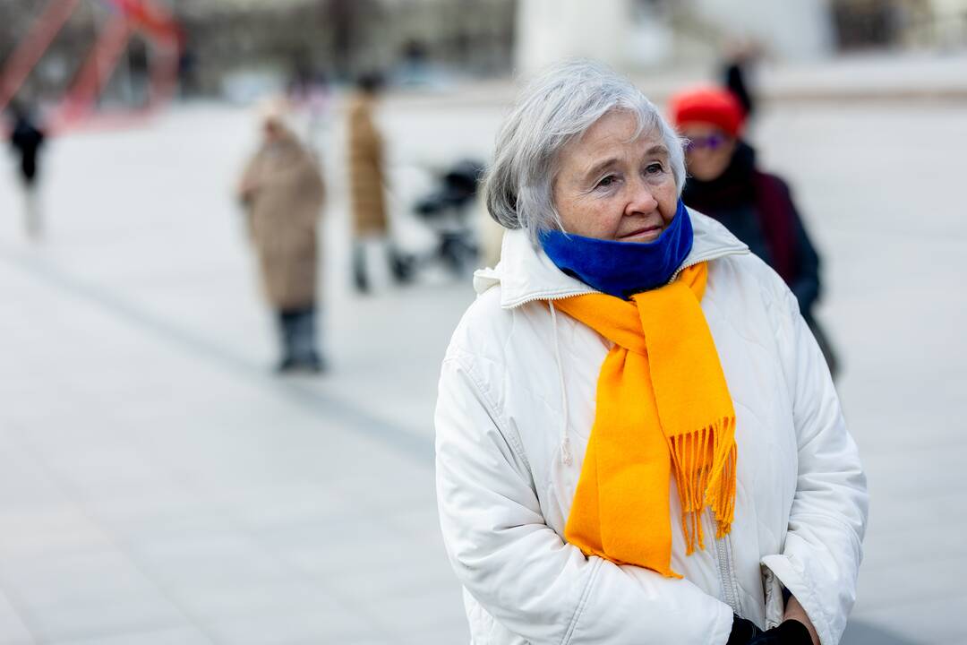 Kelios dešimtys žmonių Vilniuje mitingavo prieš karą Ukrainoje