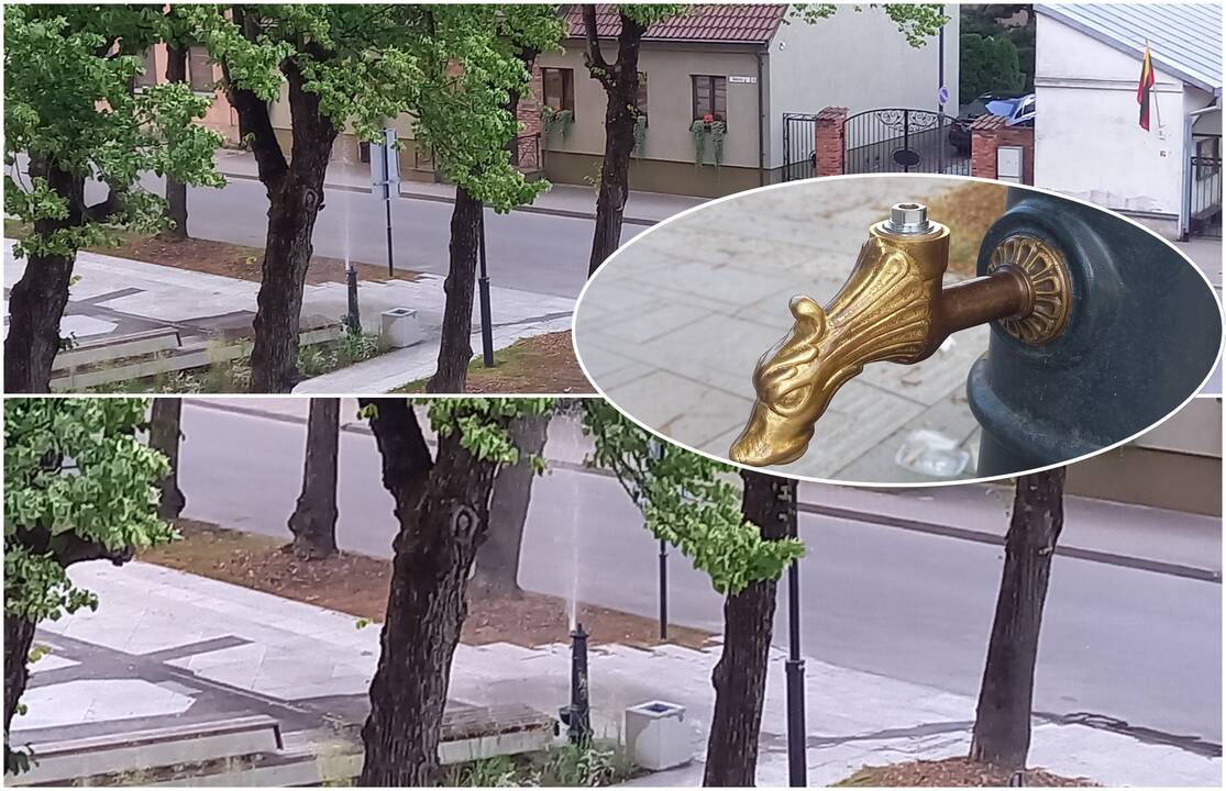 Sulaužė: naujame skvere įrengta gertuve miestiečiai gaivinosi neilgai.