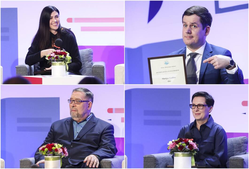 Laureatai: Vilniaus knygų mugėje apdovanoti metų knygų autoriai: M.Gailius, V.Kaziela, I.Zarambaitė ir I.Ežerinytė.