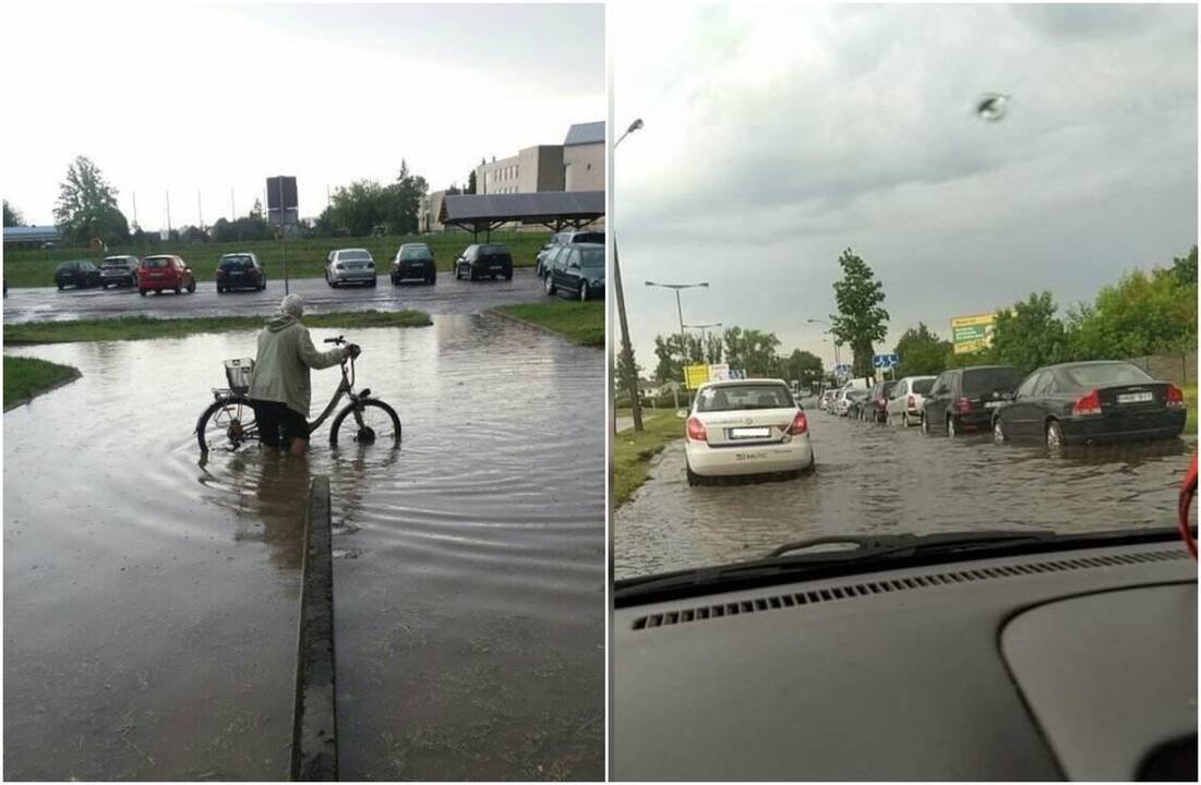 Aukštaitiją užgriuvo stipri audra: dangų skrodė žaibai, patvino gatvės (papildyta)