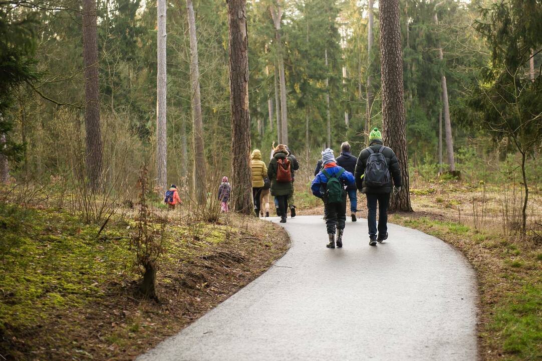 Proga: Kauno skautai šeštadienio rytą savo organizacijos įkūrėjo gimtadienį šventė pasitikdami saulę ant pėsčiųjų tilto į Panemunės šilą.