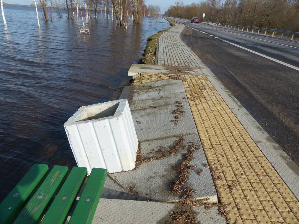 Padariniai: šios žiemos potvynis apgadino Rusnės estakadą, pylime atsivėrė ertmės.