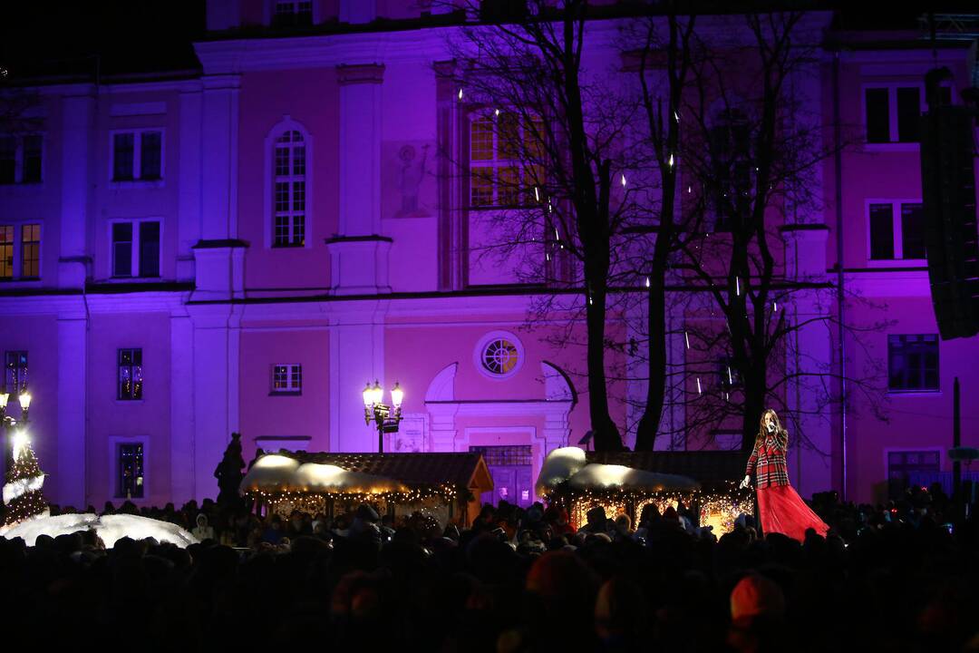 Rotušės aikštėje įžiebta įspūdinga Kalėdų eglė