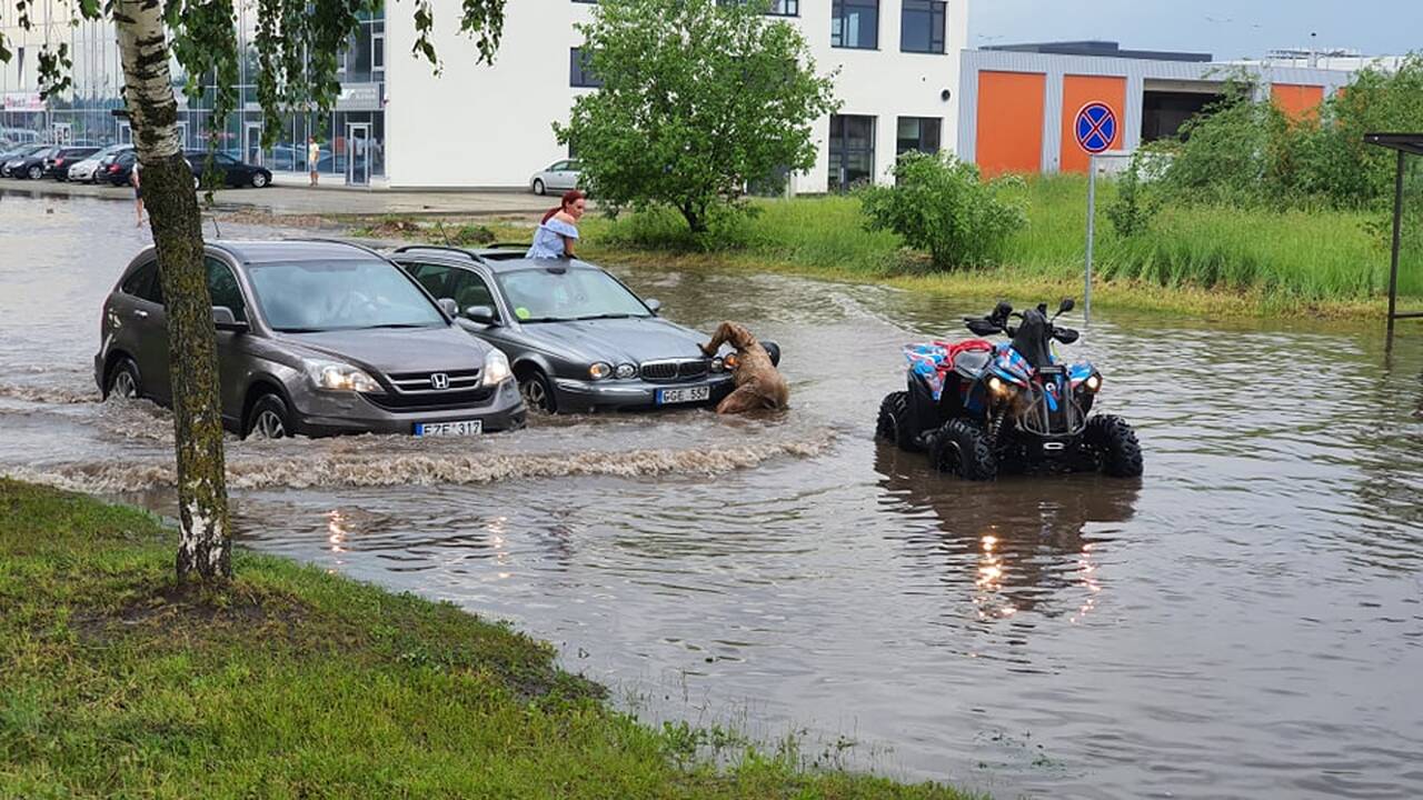 Kauną aptalžė liūtis: krito įspūdingo dydžio ledukai, užlietos gatvės