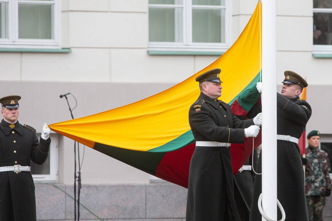 Trijų Baltijos valstybių vėliavų pakėlimo ceremonija S. Daukanto aikštėje