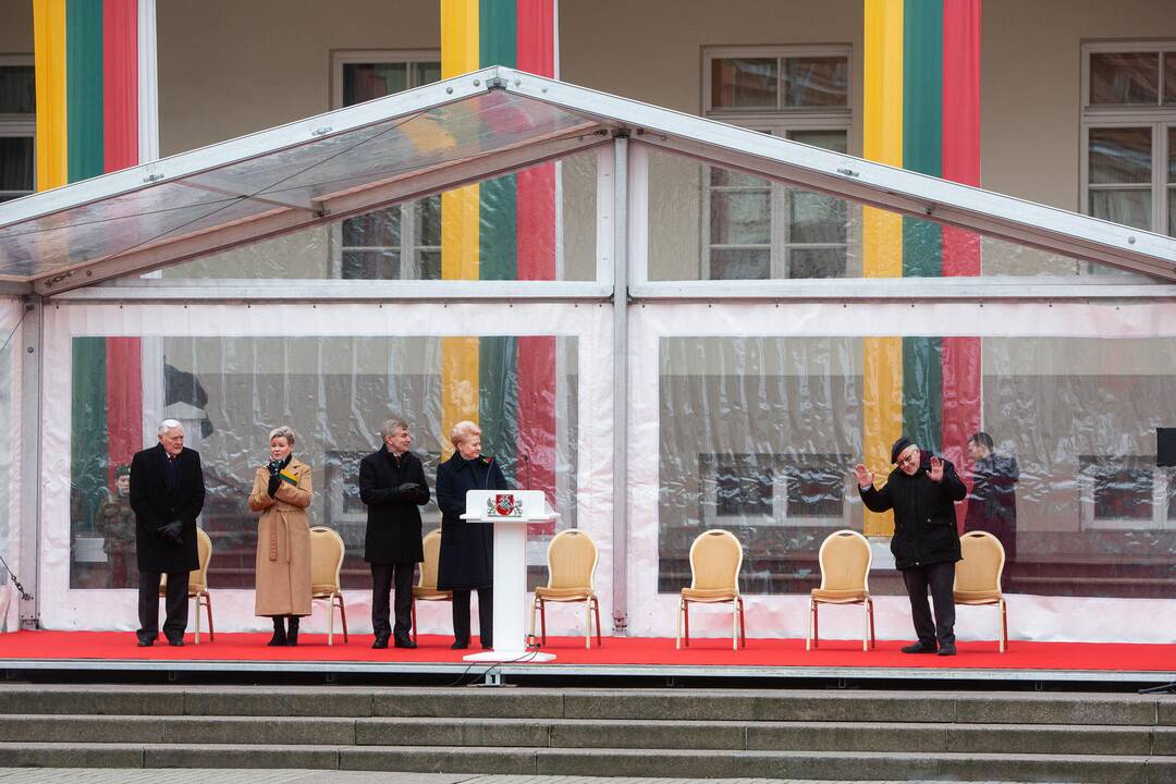 Trijų Baltijos valstybių vėliavų pakėlimo ceremonija S. Daukanto aikštėje